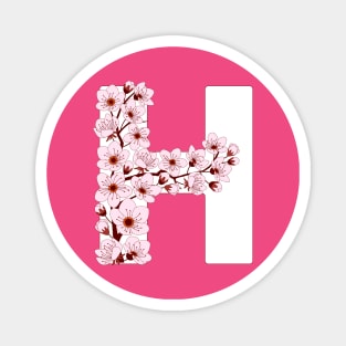 Colorful capital letter H patterned with sakura twig Magnet